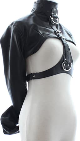 Banoch - Open Breast Straight Jacket Black - pu Leer dwangbuis bondage - Zwart — thumbnail 10