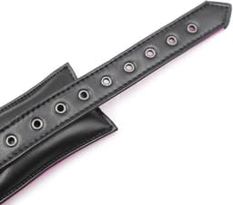 Banoch | Bondageset Hot Pink - halsband,riem, handboeien en enkelbanden pu Leer- zwart - roze — thumbnail 3