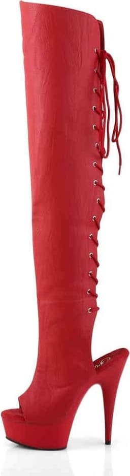 Pleaser - DELIGHT-3019 Plateau overknee Laarzen - US 5 - 35 Shoes - Rood — thumbnail 3