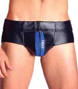 Mister B leren powerjock met blauwe bies - xl — thumbnail 1