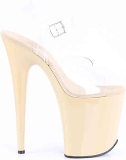 Pleaser - FLAMINGO-808 Sandaal met enkelband, Paaldans schoenen - Paaldans schoenen - 42 Shoes - Creme/Transparant — thumbnail 5