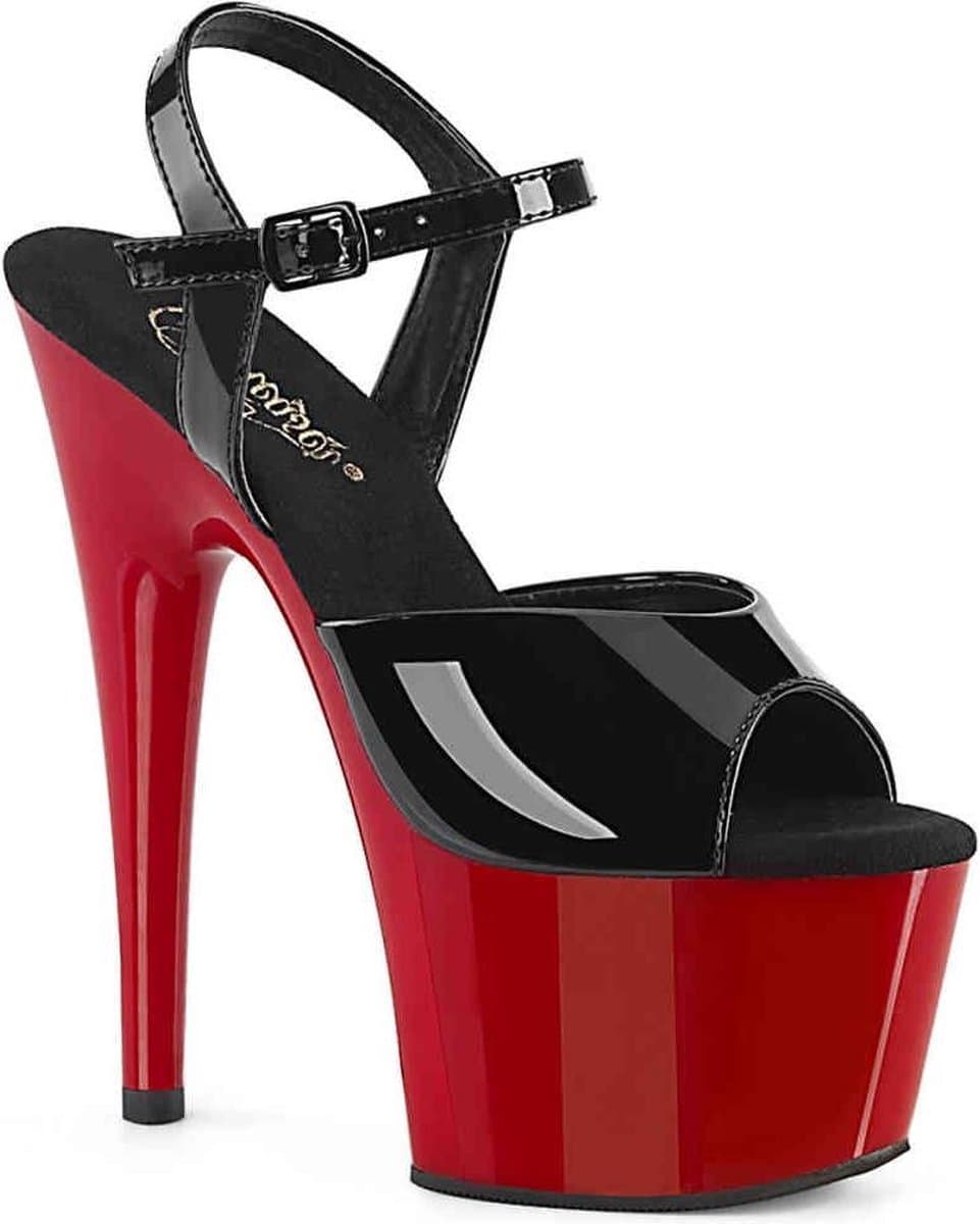 Pleaser - ADORE-709 Sandaal met enkelband, Paaldans schoenen - Paaldans schoenen - 41 Shoes - Zwart/Rood — afbeelding 1