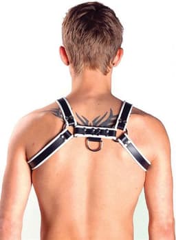 Mister B Leather Chest Harness Black-White — thumbnail 2