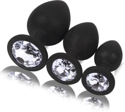 OHYES 3-Delige Siliconen Buttplug Set – Anal Butt Plug – Seks Toys voor Mannen & Vrouwen – Anale Seksspeeltjes - Buttplugs Anaal Speeltje met Diamanten — thumbnail 3