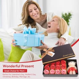 12 Rozen Zeep Bloemen Gift Set voor Vrouwen - Romantisch Valentijnsdag Cadeau met Pluche Beer — thumbnail 5