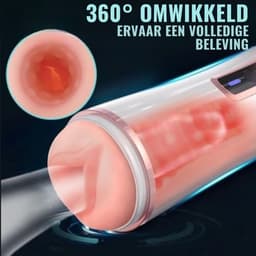 JustFun Masturbator Automatisch - 10 Vibratiestanden - Blowjob Simulator - Sex Toys voor Mannen - Pocket Pussy - Wit — thumbnail 2