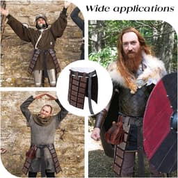 Medieval Faux Leather Thigh Armor - Retro Double Sided Waist Armor Protector met Belt - Mercenary Knights Skirt Armor voor LARP Viking Mannen Halloween Cosplay Kostuum — thumbnail 6
