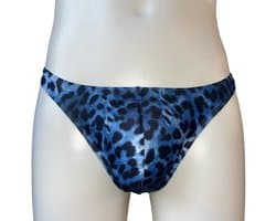 LekkerStout Heren Luipaard String - Blauw/Zwart - Sexy Herenondergoed | L | ( LS189 )