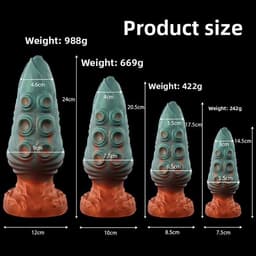 Anale Plug Monster Dildo - Siliconen Realistische Butt Plug - Fantasie Buttplug - Stimulerende Anale Dildo - Lengte 21 cm - Diameter 4.6 tot 7.8 cm. — thumbnail 7