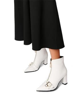 Spitse Teen Kitten Hak Laarzen - Zwarte Booties met Klinknagels voor Dames — thumbnail 5