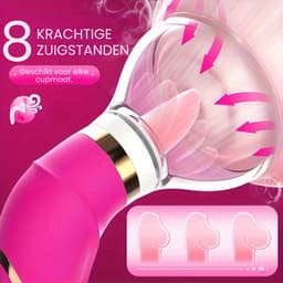 Tong Vibrator -Tepels - Lik en Zuig Functie - Vacuümpomp - Likkende Vagina Zuiger - Vibrator voor Vrouwen - Clitoris - Beffen - Seksspeeltje voor Vrouwen - Rood — thumbnail 6