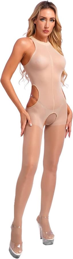 Doorzichtige naadloze bodysuit voor dames zonder mouwen, sport en clubwear — thumbnail 1