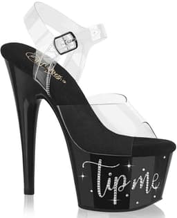 Pleaser - ADORE708TIP02 Sandaal met enkelband, Paaldans schoenen - US 8 - 38 Shoes - Zwart/Transparant — thumbnail 1