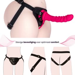 VIVIDIA Pink Bloom™ – Verstelbaar Strapon Harnas met Premium Vibrerende Voorbinddildo & Trillende Buttplug – Inclusief App voor Controle & Glijmiddel Sample – Voorbind Dildo Set voor Koppels — thumbnail 4