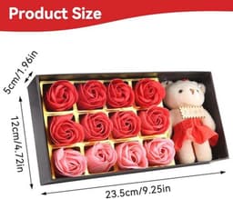 12 Rozen Zeep Bloemen Gift Set voor Vrouwen - Romantisch Valentijnsdag Cadeau met Pluche Beer — thumbnail 5