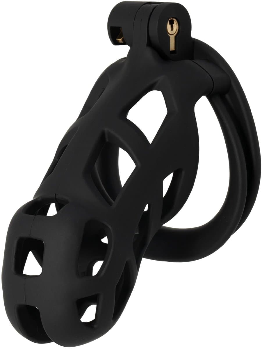 Hidden Desire - Kuisheidskooi - Penis Cage - P-Cage - Kunststof Kuisheidskooi - Chastity - Penis Kooi Zwart - Kuisheidkooi met 4 Ringmaten - Penis Prison Cock Cage - Verkrijgbaar in 4 Lengtes - Male Chastity Cages - Maat L - 11 cm - Zwart — afbeelding 1