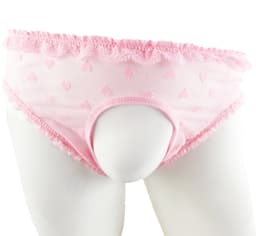 BamBella ® - ondergoed - maat S/M - Roze heren onderbroek hartjes open kruis kant mannen — thumbnail 1