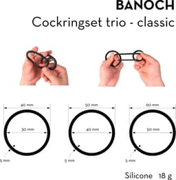 Banoch | Cockring trio - classic set | zwart siliconen | Ø 30/40/50 mm | penisring — thumbnail 13