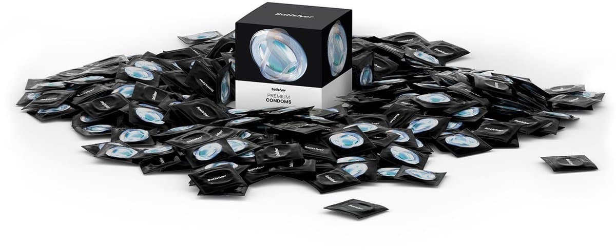 Satisfyer Condooms Heren | 100 stuks | 45-64 mm | XS - XL beschikbaar | Realistisch & dun met vochtig oppervlak | Huidvriendelijk & geurloos | Met reservoir | Getest & betrouwbaar — afbeelding 1