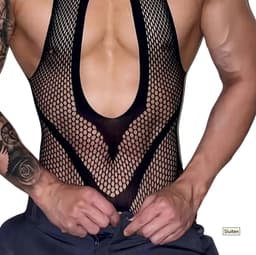 LekkerStout Jarretel Bodystocking - Zwart - Sexy Herenondergoed | S-L | ( LS074 ) — thumbnail 2