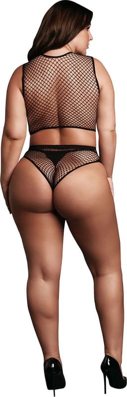 2 Pc Crop Top - Pantie and Fishnet Structure - OSX - Black — thumbnail 6