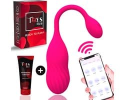 Toys Hub® Vibrator Deluxe met App Control - Incl. Glijmiddel & EBOOK - Geschikt voor IOS & Android - Met Opbergzakje - Sex Toys voor Vrouwen - Vibrerend Ei - Vibrators voor Vrouwen & Koppels - Clitoris Stimulator