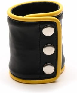 665 Leather - Leren Pols Portemonnee met Rits - Zwart/Geel — thumbnail 1