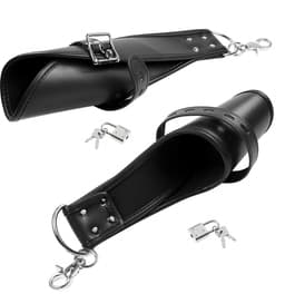 Speciale BDSM hangende handboeien om vast te maken - Leder - Plafond en deur - Arm bondage - Verstelbaar en unisex - Handboeien met sleutel en slot - Zelf te bevestigen - SM — thumbnail 3