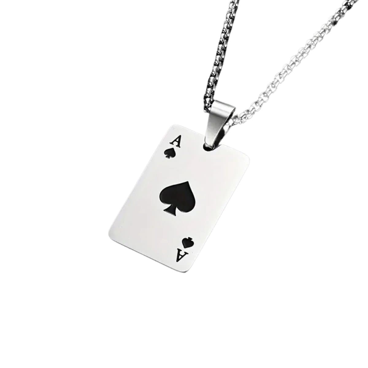 Livano Ketting - Heren - Staal - Nep zilver - Met Hanger - Schoppen — afbeelding 1