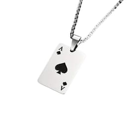 Livano Ketting - Heren - Staal - Nep zilver - Met Hanger - Schoppen — thumbnail 1