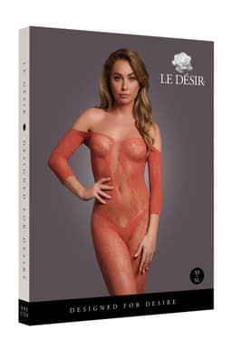 Le Désir by Shots Sexy Kant Lange Mouwen Bodystocking - Koningin Maat - Rood — thumbnail 5