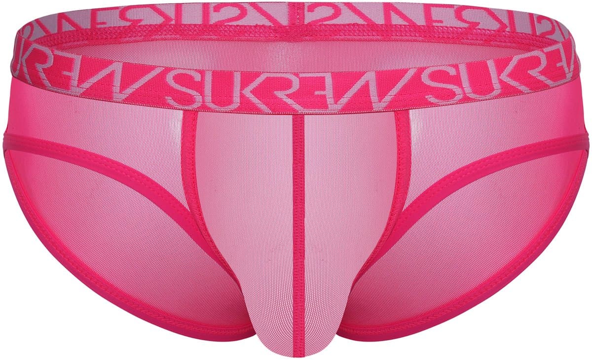 SUKREW Sheer Low-rise Brief Elect Pink - MAAT S - Erotisch Heren Ondergoed - Slip voor Man - Sexy mannen Slip — afbeelding 1