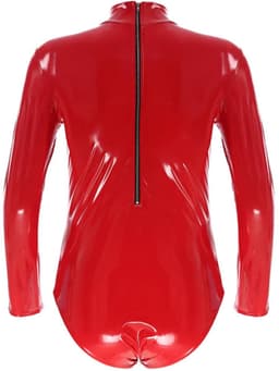 Bodysuit Lingerie Heren Lakleer - Clubwear - Rits - Catsuit - Rood - Man — thumbnail 5