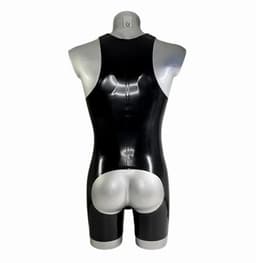 Latex rubberen bodysuit - Open kruis en billen functie - Rits - 100% Latex - Jumpsuit — thumbnail 2