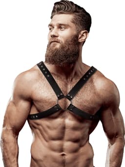 FETISH SUBMISSIVE ATTITUDE | Fetish Submissive Attitude - Eco Leather Crossed Chest Strap Harness Men — thumbnail 1