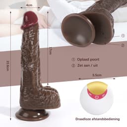 IntiMate® Alexander - Stotende en Roterende Dildo - Sexmachine met Afstandsbediening - XXL Vibrerende Monsterdildo - Handsfree Neukmachine Dildo met Zuignap - Levensecht Materiaal - 23cm Lange Realistische Structuur - Voor Anaal En Vaginaal Gebruik — thumbnail 7