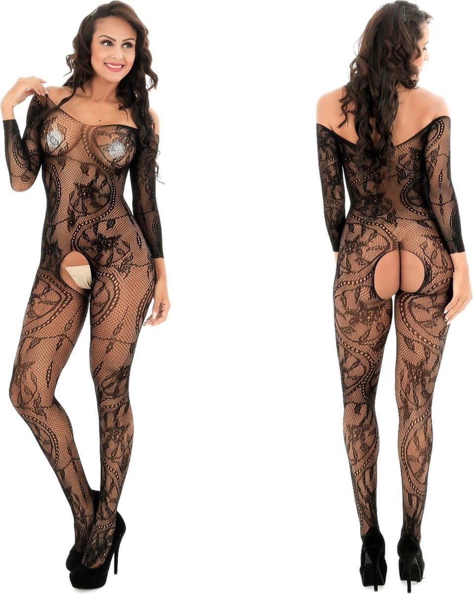 Finnacle - Verleidelijke Bodystocking - Open Kruis Catsuit — afbeelding 1