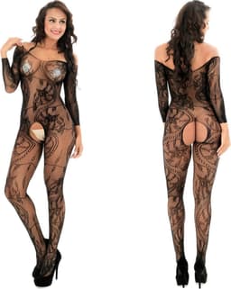 Finnacle - Verleidelijke Bodystocking - Open Kruis Catsuit — thumbnail 1