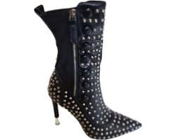 RUON- HALFHOOG LAARSJE-SILVER STUDS-NAALDHAK 9 CM-IMITATION/MASH-40