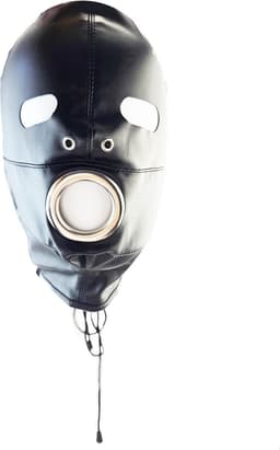 BNDGx® - BDSM Gag penis seks Masker - Nep leer stof - Vetersluiting Zwart bondage — thumbnail 6