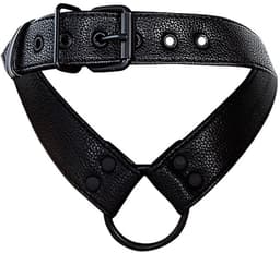 Cut4Men - Wetlook Collar met strap en Cockring - Zwart — thumbnail 3