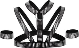 Sexy Heren Harnas met Zilveren Details – Borst - Bondage Lingerie - Mannen - One Size - Feest — thumbnail 4