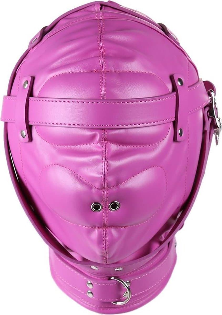 Banoch - Reticent Hood Hot Pink -Roze bondage masker van pu Leer | BDSM — afbeelding 1