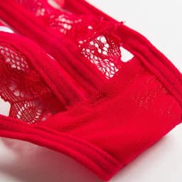 Erotische lingerie slipje - Sexy parel slipje - Sexy kanten open kruis string - Zwart/Rood — thumbnail 4