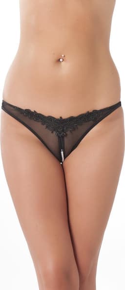Amorable - Transparante String Met Open Kruis Kant Accent en Pareltjes — thumbnail 6