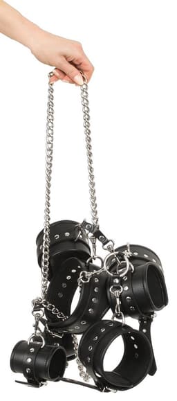 Zado – Zeer Hoogwaardige Bondage Harnas met Complete Verstelbare Boeien Set en Halsband – Zwart — thumbnail 4