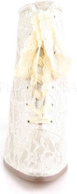 EU 39 = US 9 | VICTORIAN-30 | 2 3/4 Flaired Heel Lace Up Ankle Bootie w/Lace Overlay — thumbnail 2
