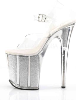 Pleaser - FLAMINGO-808G Sandaal met enkelband, Paaldans schoenen - Paaldans schoenen - 37 Shoes - Zilverkleurig/Transparant — thumbnail 3