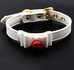 Banoch - Collar Catbell White - Halsband Strik Wit - bondage — thumbnail 4