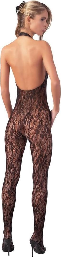 Mandy Mystery Lingerie –  Catsuit Open Kruis met Kanten Motief en Lage Decolleté voor Spanning – Maat L/XL – Zwart — thumbnail 4